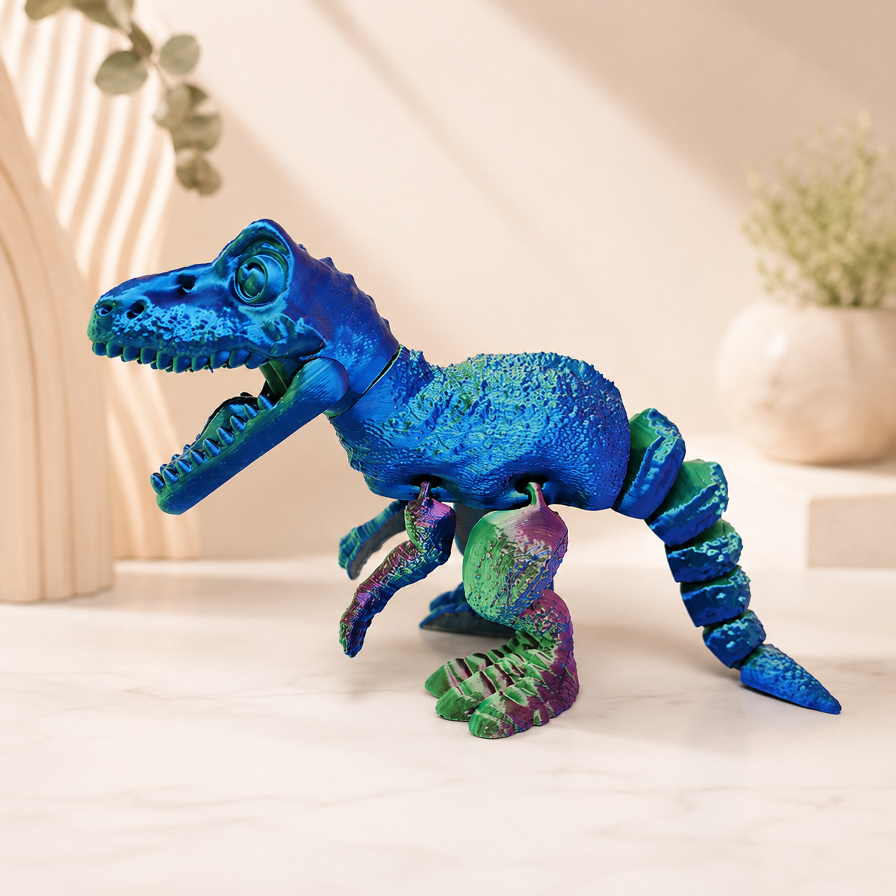 Dinossauro T-Rex Articulado Flexível 3D – Brinquedo Decorativo Criativo para Crianças e Colecionadores
