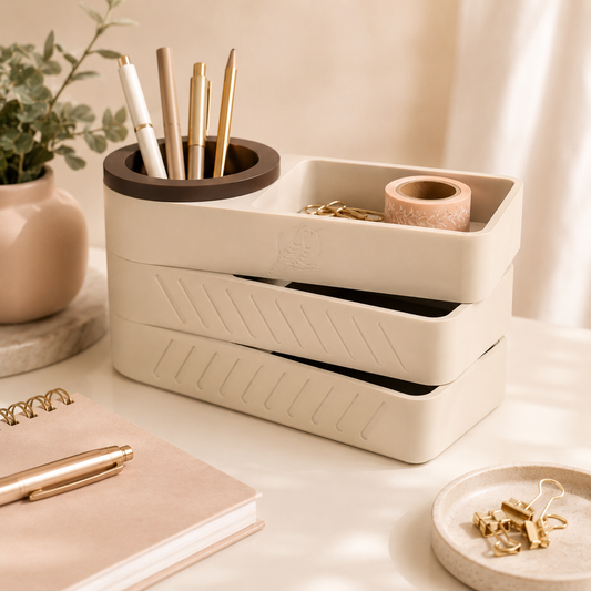 Organizador de Mesa Giratório Premium – Espaçoso, Moderno e Funcional
