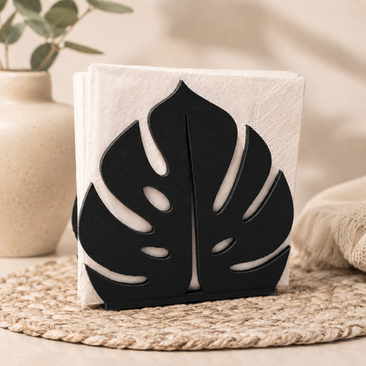 Porta-Guardanapos Folha Monstera – Organizador de Mesa Decorativo e Moderno