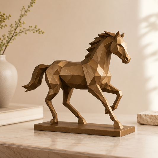 Escultura Cavalo Geométrico Low Poly – Decoração Premium para Sala, Escritório e Aparador