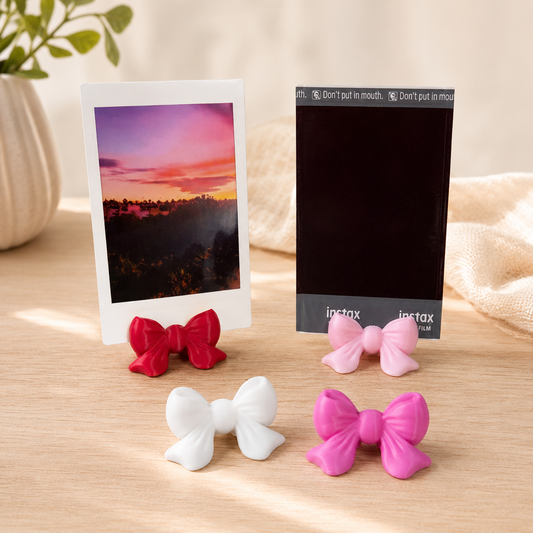 Ki com 4 Porta-Foto Laço Decorativo – Suporte para Polaroid, Instax, Recados e Lembranças