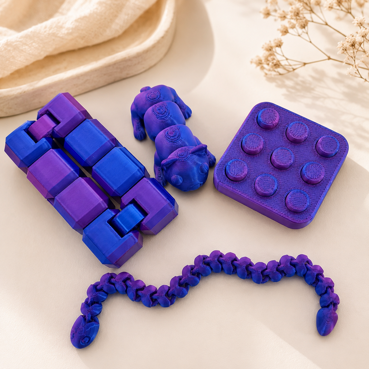 Kit Brinquedos Sensoriais 3D Articulados – Fidget Toys Criativos para Alívio do Estresse e Diversão