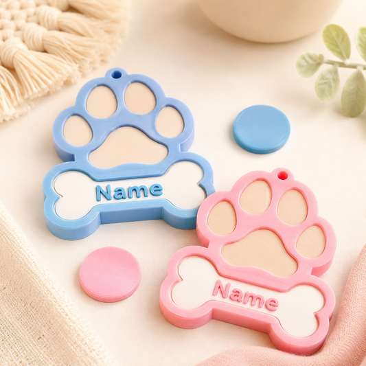 Plaquinha de Identificação Pet Personalizada – Tag Patinha com Nome para Cães e Gatos