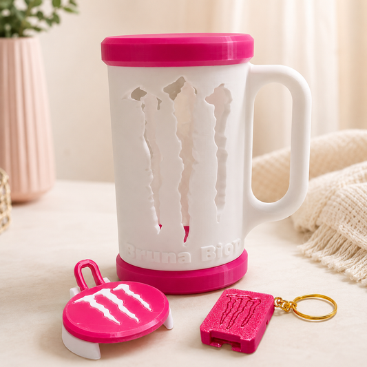 Kit Personalizado para Energético Monster 3D – Porta-Lata, Tampa e Chaveiro com Nome