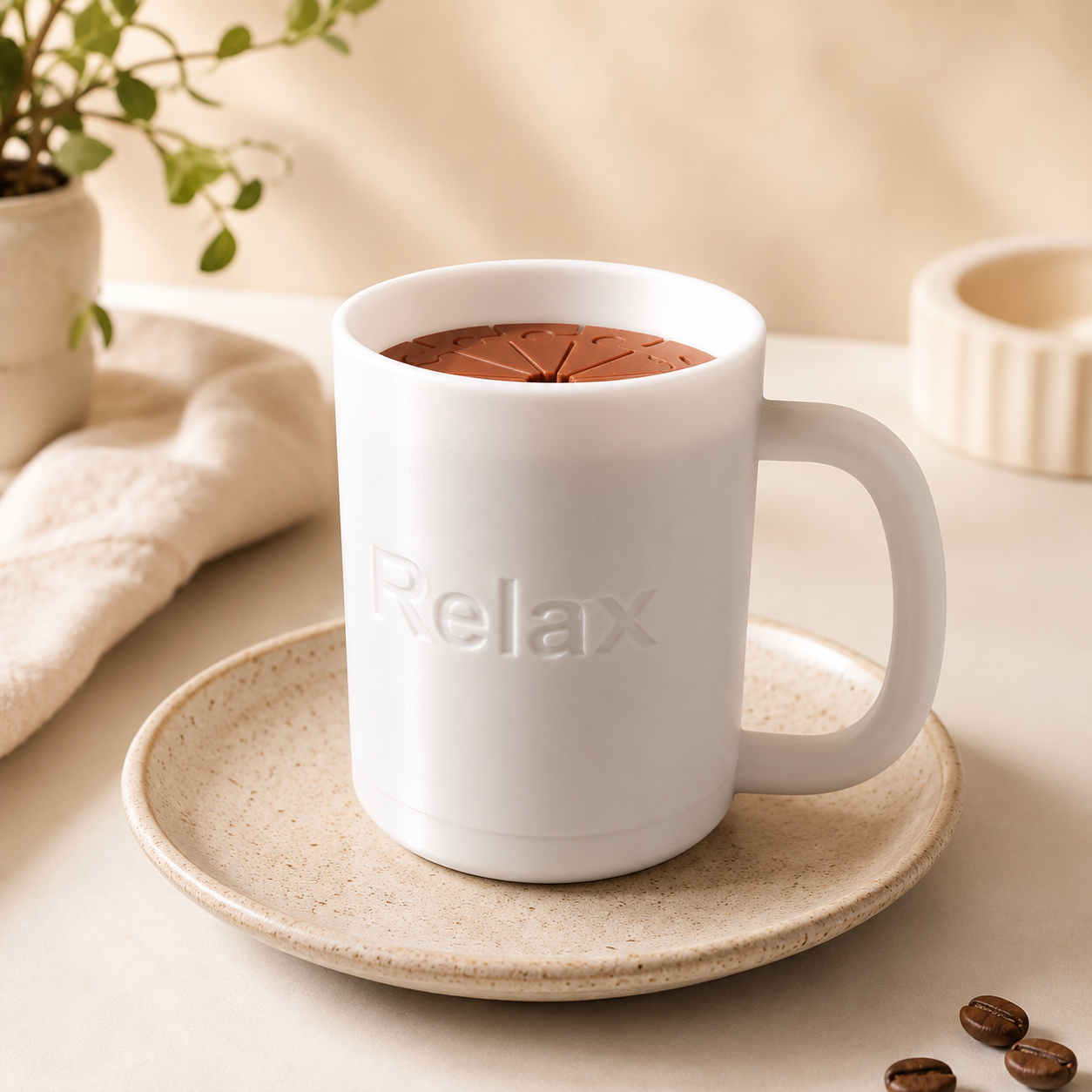 Caneca Relax 3D – Brinquedo Sensorial Antiestresse em Formato de Caneca de Café