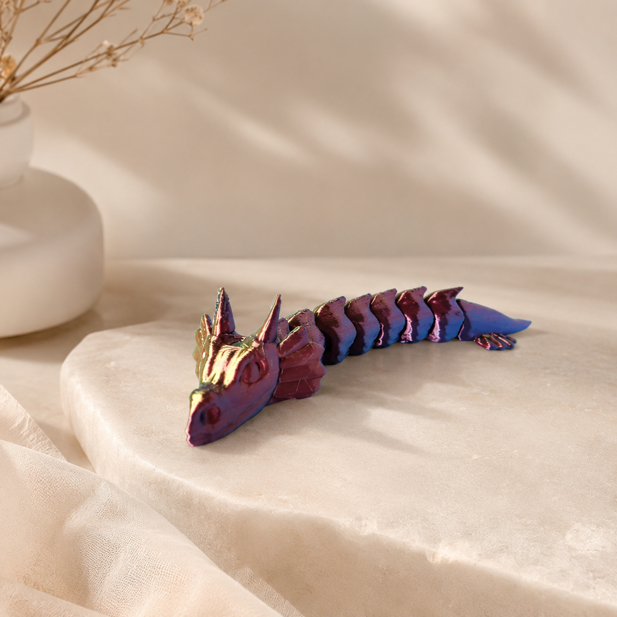 Mini Dragão Articulado 3D – Brinquedo Sensorial Flexível e Colecionável