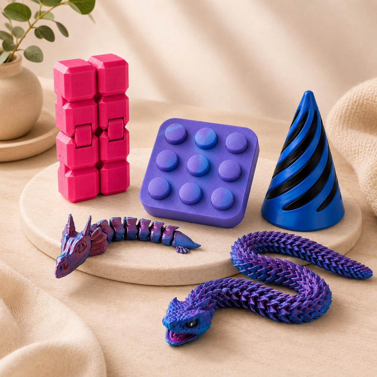Kit Sensorial 3D Antiestresse – 5 Brinquedos Fidget Criativos