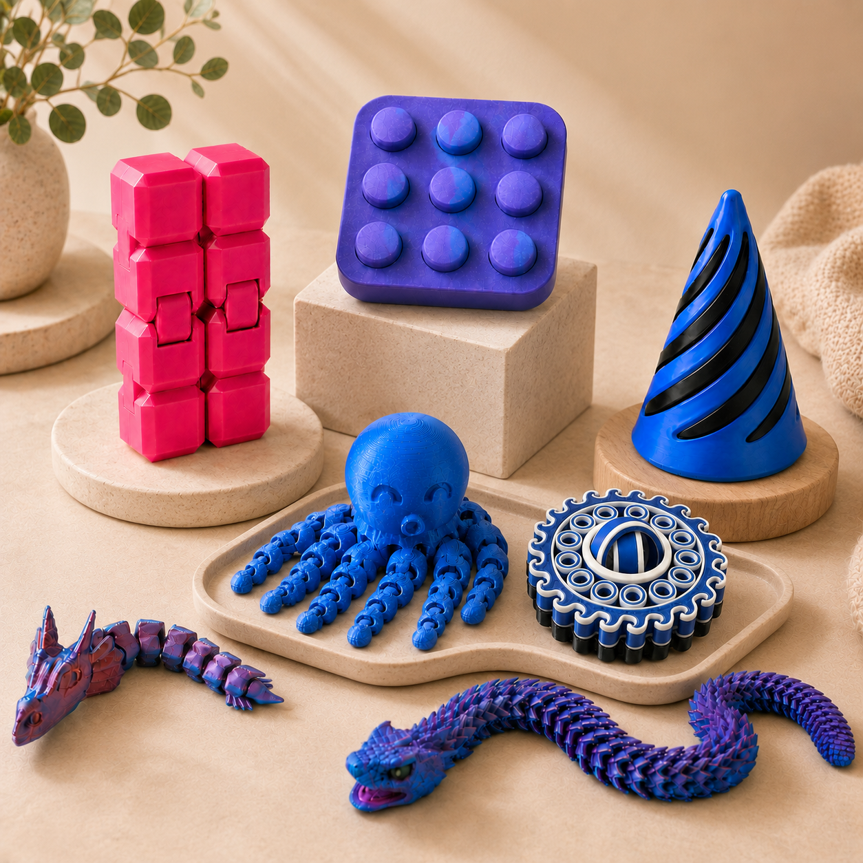 Kit Sensorial 3D Completo – 7 Brinquedos Fidget Antiestresse