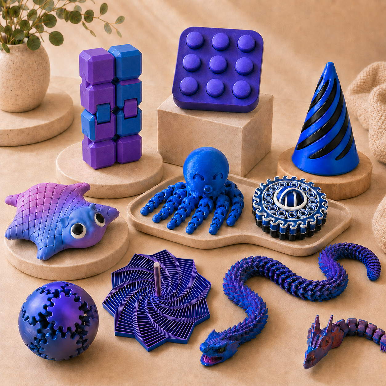 Kit Sensorial Premium 3D – 10 Brinquedos Fidget Antiestresse