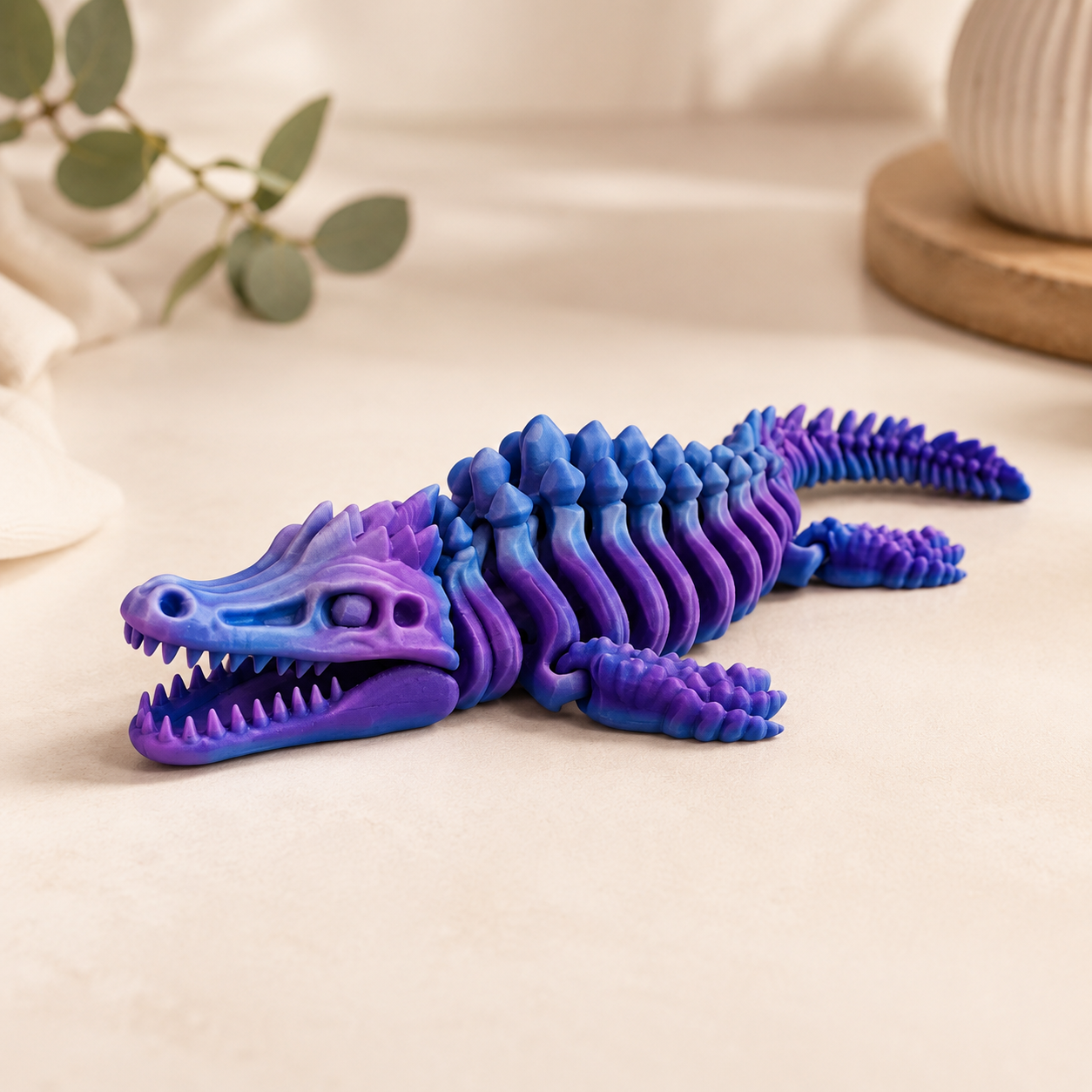 Mosassauro Esquelético Articulado Flexível 3D – Fidget Sensorial